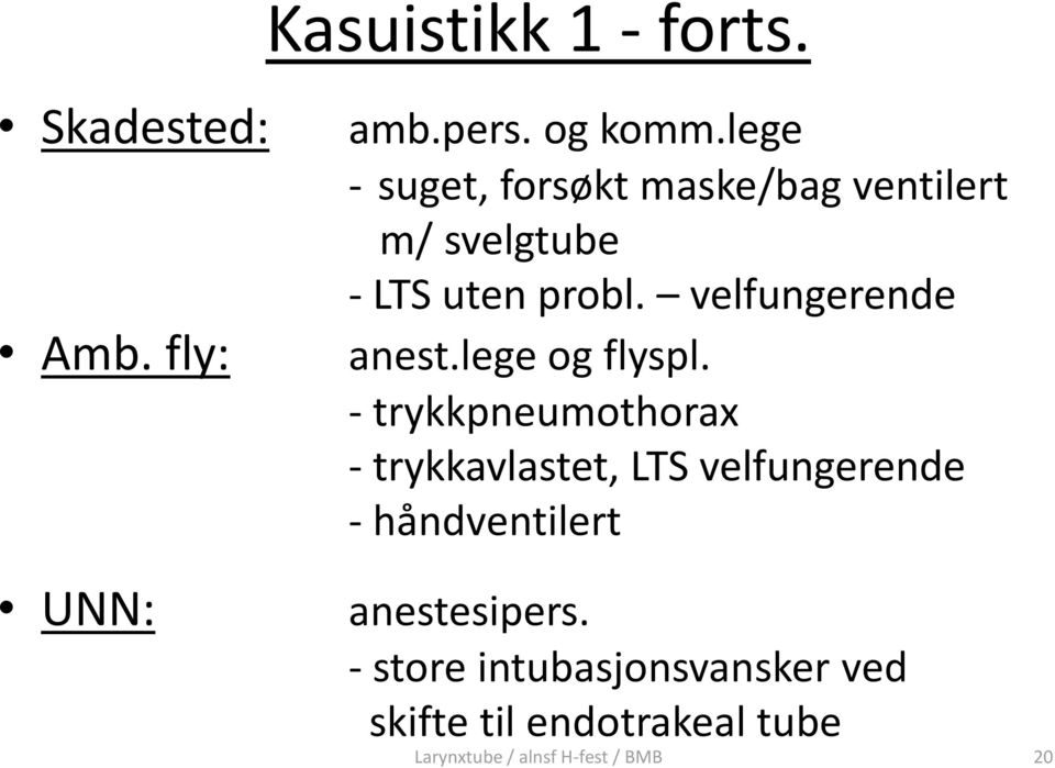 velfungerende anest.lege og flyspl.