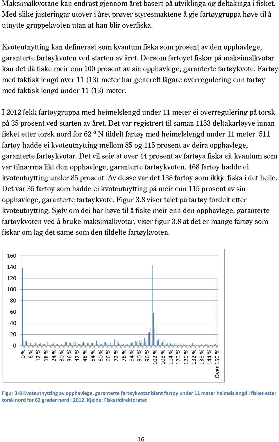 Kvoteutnytting kan definerast som kvantum fiska som prosent av den opphavlege, garanterte fartøykvoten ved starten av året.