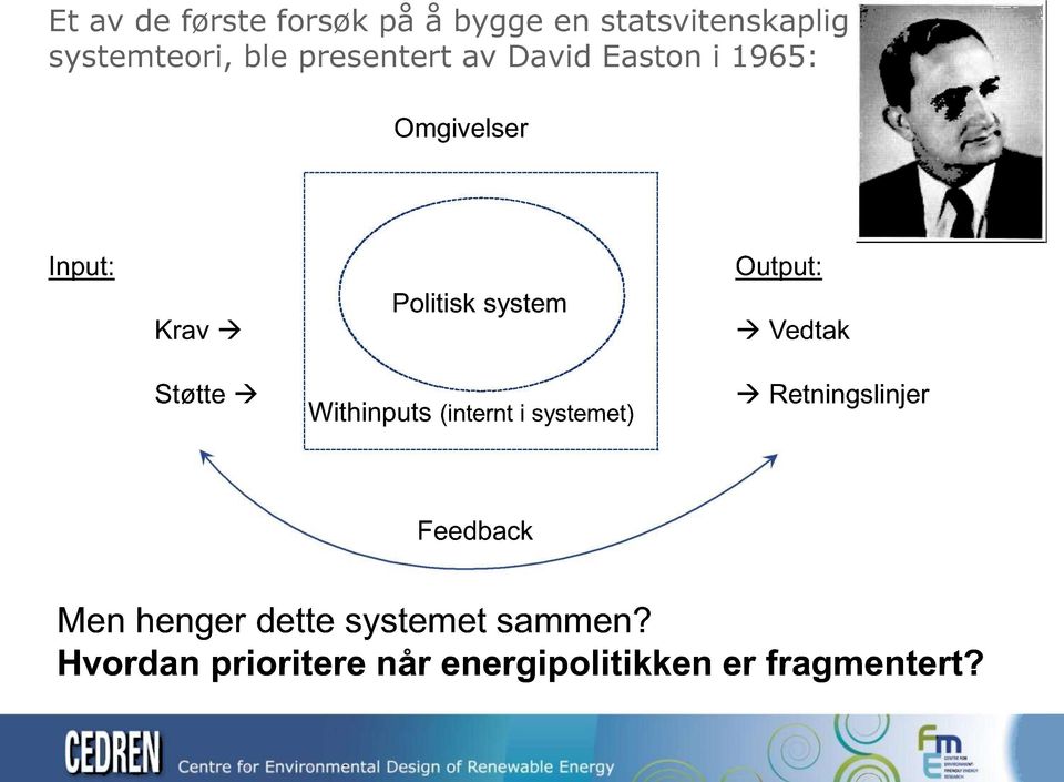 Output: Vedtak Støtte Withinputs ( internt i systemet ) Retningslinjer