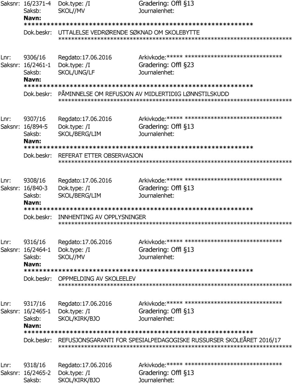 beskr: PÅMINNELSE OM REFUSJON AV MIDLERTIDIG LØNNSTILSKUDD ************ Lnr: 9307/16 Regdato:17.06.2016 Arkivkode:***** ****************************** Saksnr: 16/894-5 Dok.