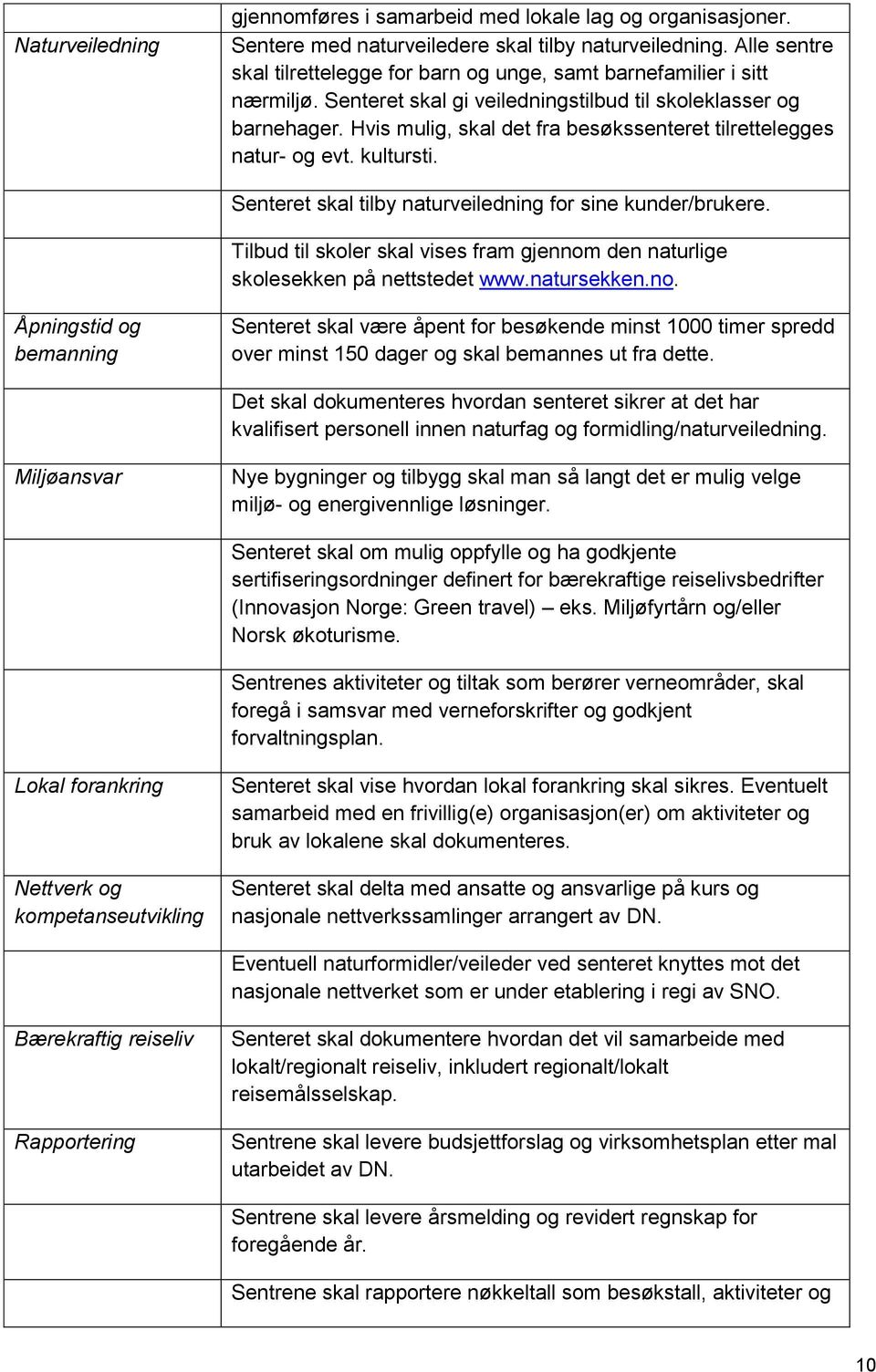 Hvis mulig, skal det fra besøkssenteret tilrettelegges natur- og evt. kultursti. Senteret skal tilby naturveiledning for sine kunder/brukere.