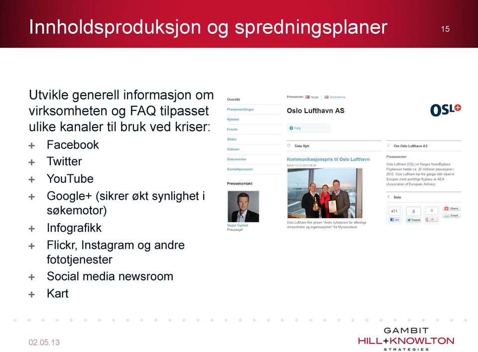 Facebook! Twitter! YouTube! Google+ (sikrer økt synlighet i søkemotor)!