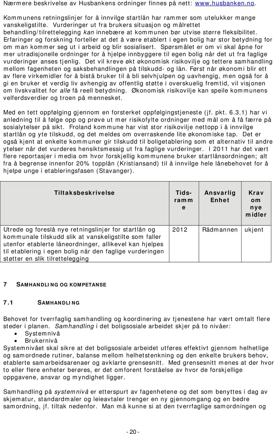 Erfaringer og forskning forteller at det å være etablert i egen bolig har stor betydning for om man kommer seg ut i arbeid og blir sosialisert.