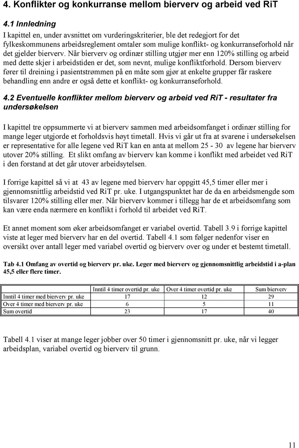 bierverv. Når bierverv og ordinær stilling utgjør mer enn 120% stilling og arbeid med dette skjer i arbeidstiden er det, som nevnt, mulige konfliktforhold.