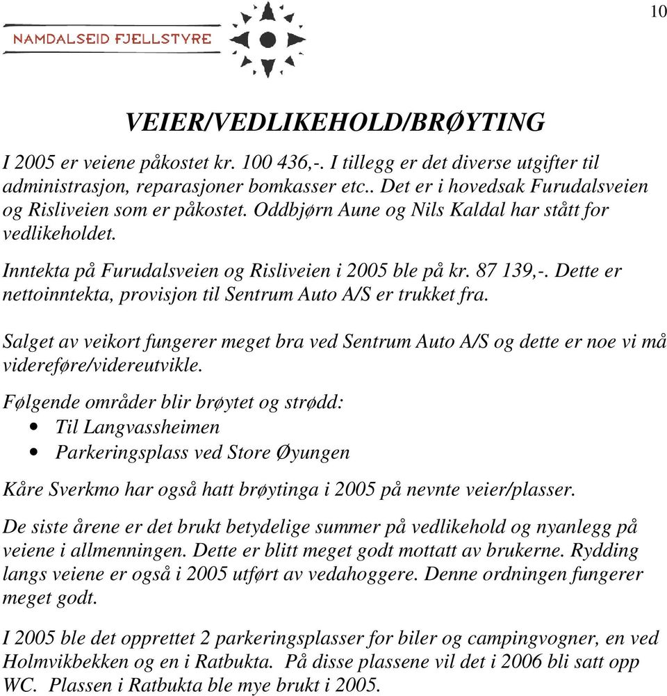 Dette er nettoinntekta, provisjon til Sentrum Auto A/S er trukket fra. Salget av veikort fungerer meget bra ved Sentrum Auto A/S og dette er noe vi må videreføre/videreutvikle.