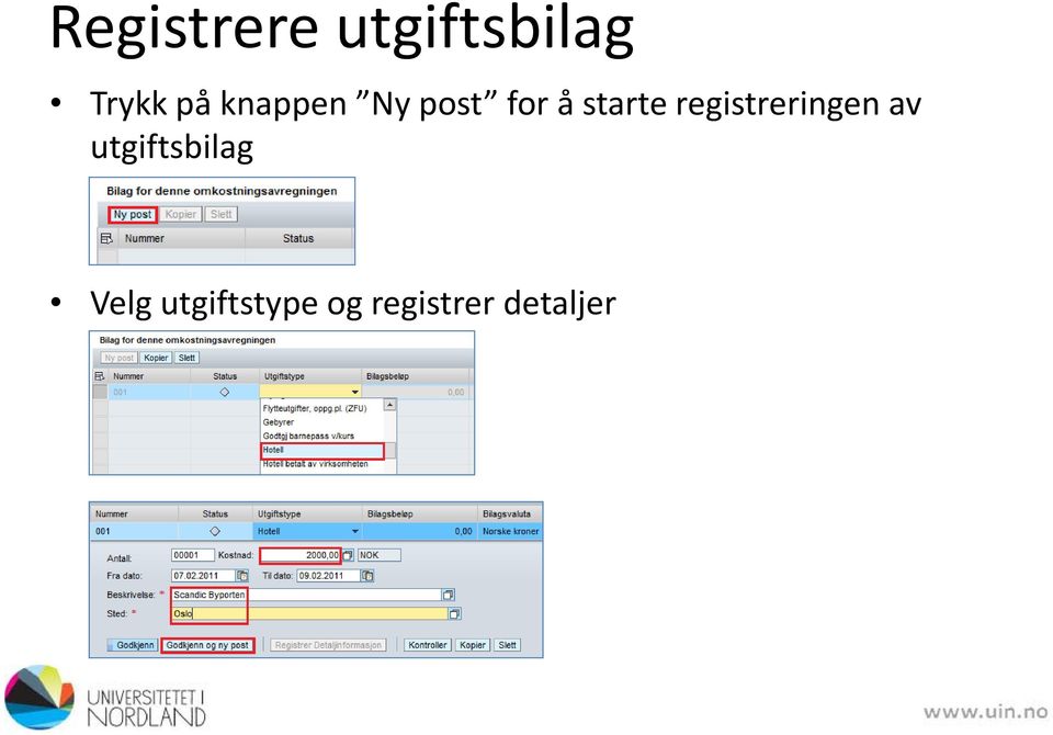 registreringen av utgiftsbilag