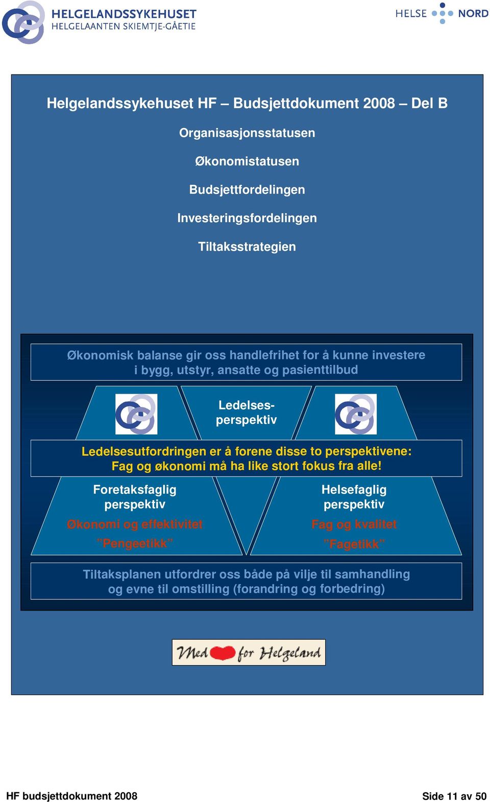 disse to perspektivene: Fag og økonomi må ha like stort fokus fra alle!