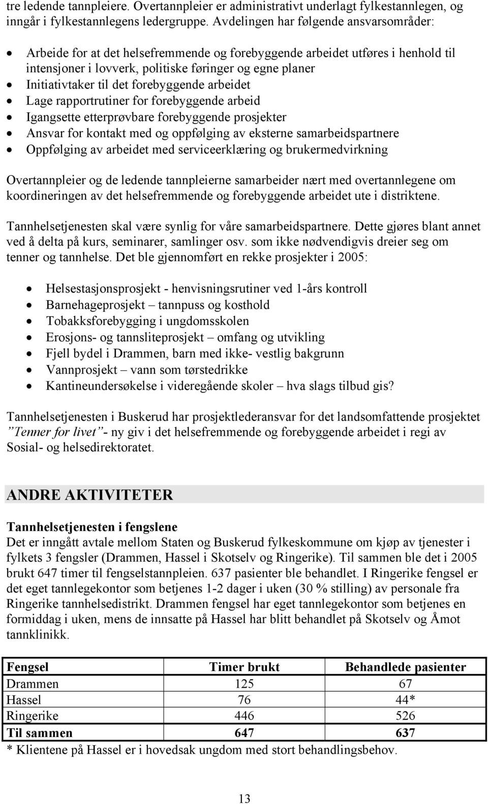 det forebyggende arbeidet Lage rapportrutiner for forebyggende arbeid Igangsette etterprøvbare forebyggende prosjekter Ansvar for kontakt med og oppfølging av eksterne samarbeidspartnere Oppfølging