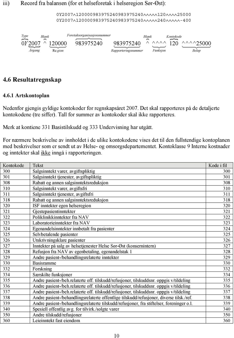 Det skal rapporteres på de detaljerte kontokodene (tre siffer). Tall for summer av kontokoder skal ikke rapporteres. Merk at kontiene 331 Basistilskudd og 333 Undervisning har utgått.