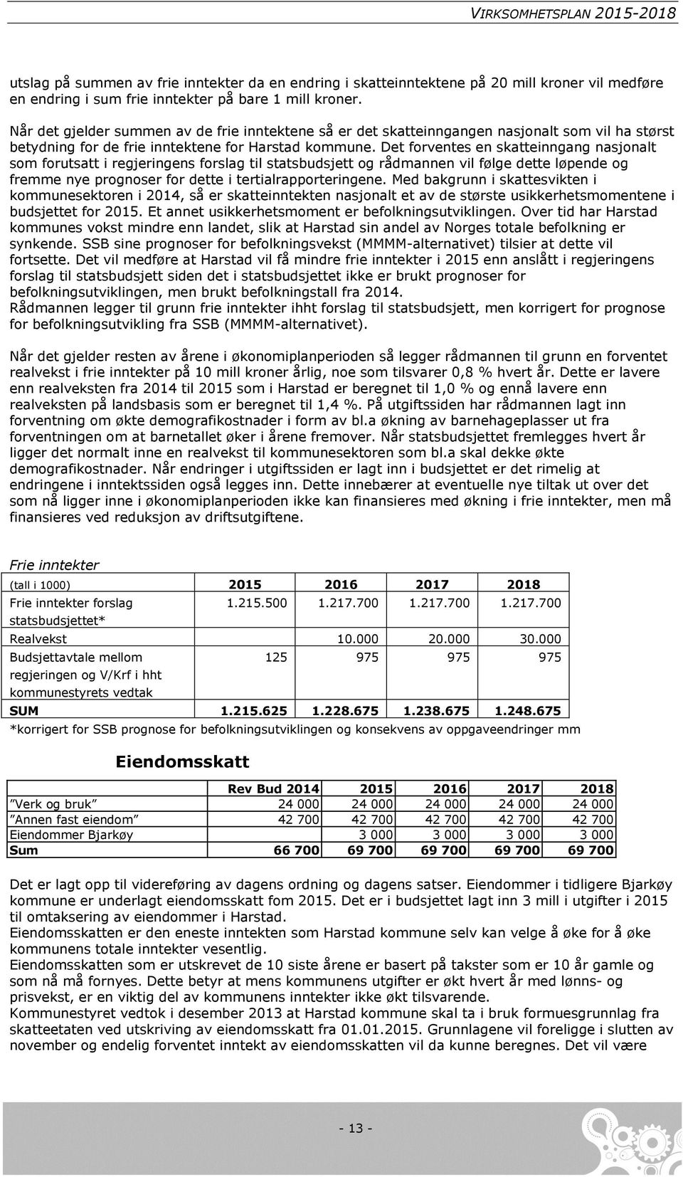 Det forventes en skatteinngang nasjonalt som forutsatt i regjeringens forslag til statsbudsjett og rådmannen vil følge dette løpende og fremme nye prognoser for dette i tertialrapporteringene.