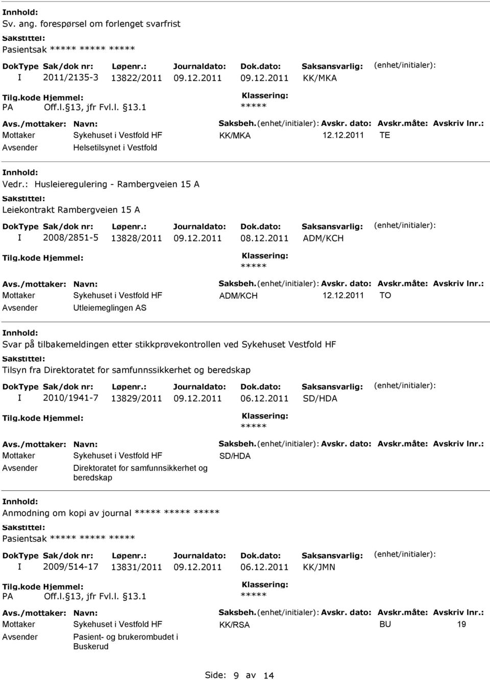 dato: Avskr.måte: Avskriv lnr.: Mottaker ADM/KCH 12.