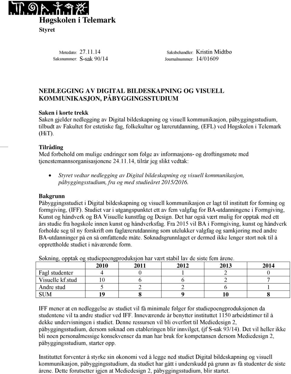 Digital bildeskapning og visuell kommunikasjon, påbyggingsstudium, tilbudt av Fakultet for estetiske fag, folkekultur og lærerutdanning, (EFL) ved Høgskolen i Telemark (HiT).