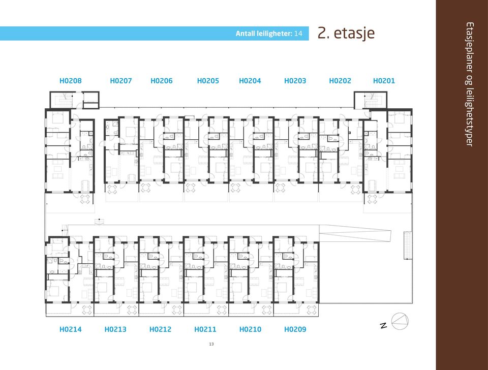 etasje H0202 H0201 Etasjeplaner og leilighetstyper Stue/kjk 23,4 m² errasse 23,3 m² eller