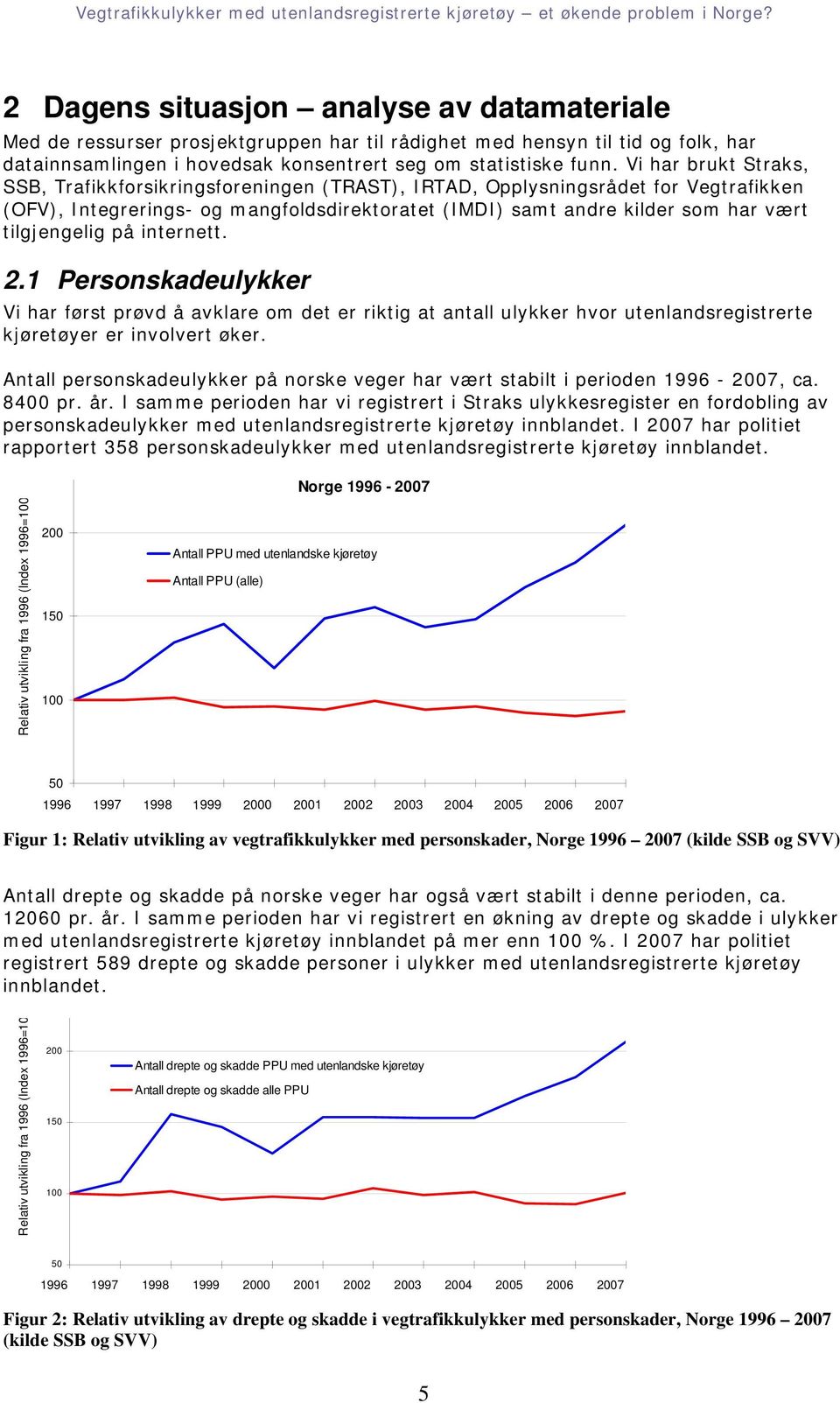 tilgjengelig på internett. 2.1 Personskadeulykker Vi har først prøvd å avklare om det er riktig at antall ulykker hvor utenlandsregistrerte kjøretøyer er involvert øker.