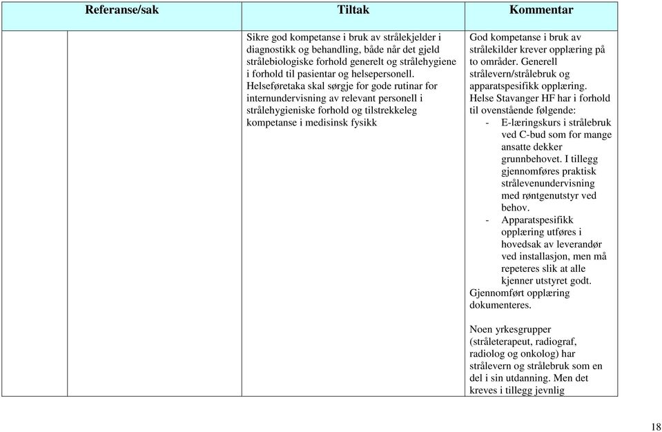 krever opplæring på to områder. Generell strålevern/strålebruk og apparatspesifikk opplæring.