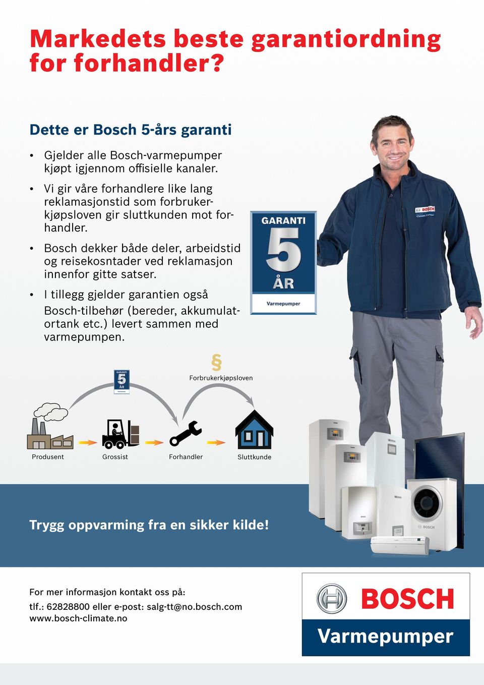 Bosch dekker både deler, arbeidstid og reisekosntader ved reklamasjon innenfor gitte satser.