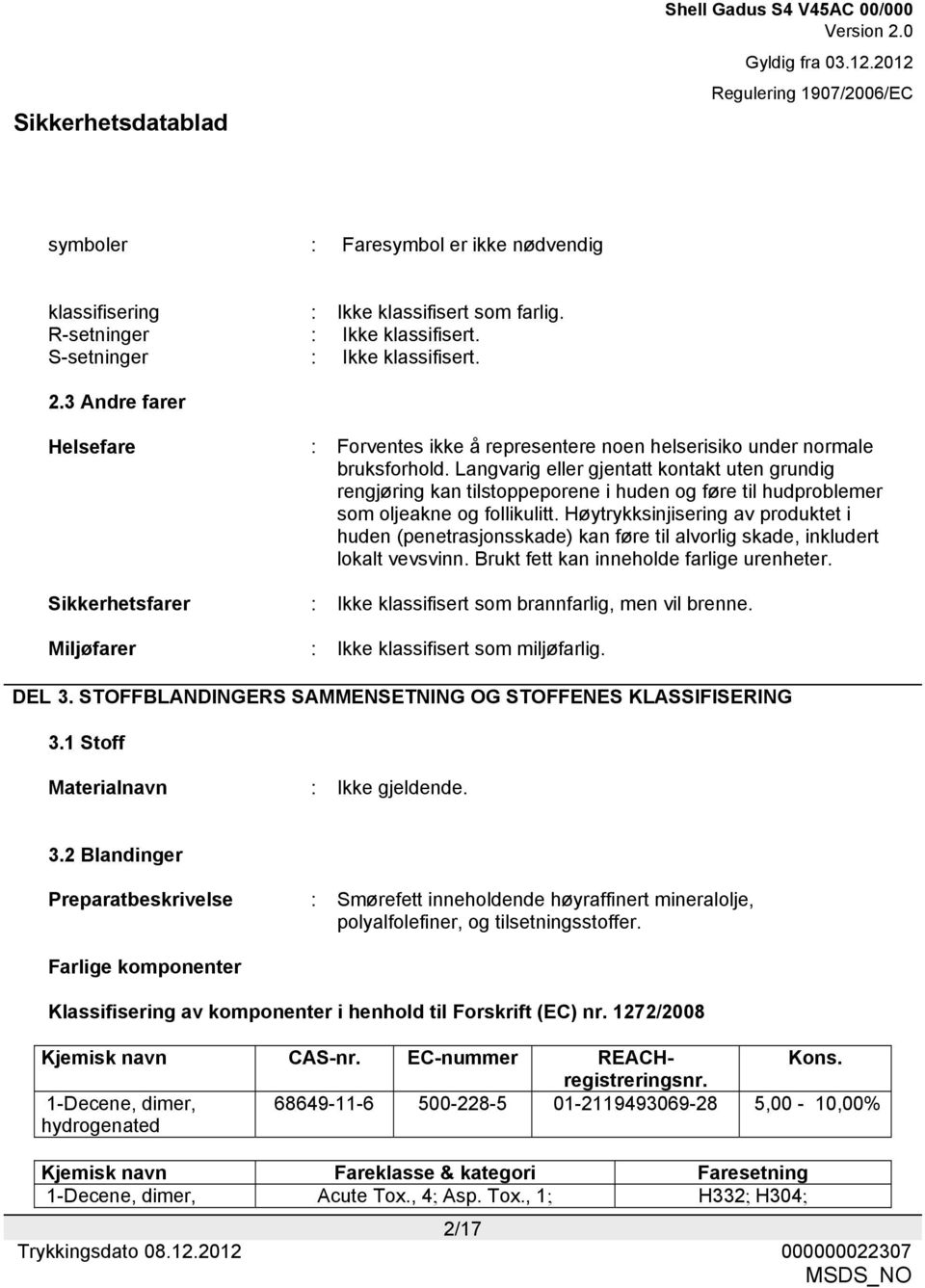 Langvarig eller gjentatt kontakt uten grundig rengjøring kan tilstoppeporene i huden og føre til hudproblemer som oljeakne og follikulitt.