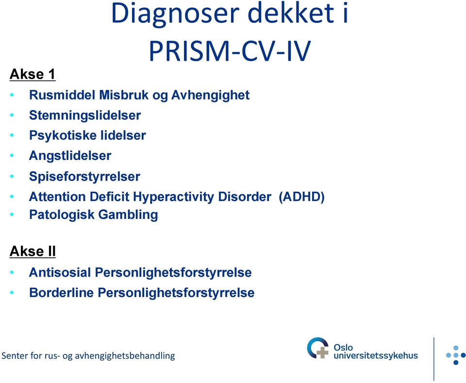 Attention Deficit Hyperactivity Disorder (ADHD) Patologisk Gambling Akse