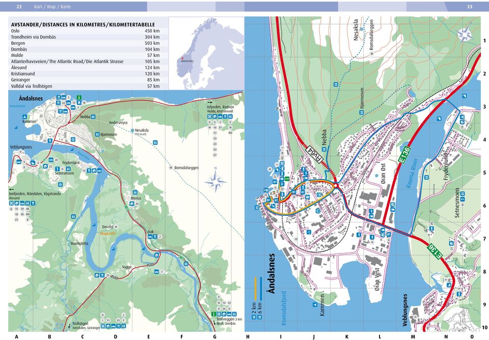 Isterdale, Geirager 8 U Trollvegge 3 km F 7 Veblugses J 11 13 lete 8 Kamme 26 ga gg Q e Ådalses II 6 e sv te Se Romsdalsfjord I 14 32 2 km 6 km H VI ge ve ks er Ves tr X Trollstige v gle Te Tr oa ve