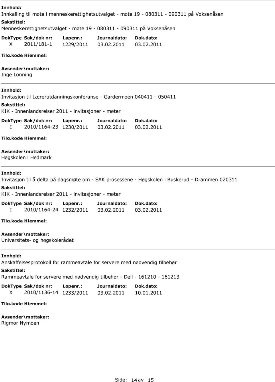 i Hedmark nvitasjon til å delta på dagsmøte om - SAK prosessene - Høgskolen i Buskerud - Drammen 020311 KK - nnenlandsreiser 2011 - invitasjoner - møter 2010/1164-24