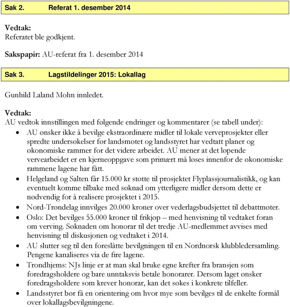 og landsstyret har vedtatt planer og økonomiske rammer for det videre arbeidet.