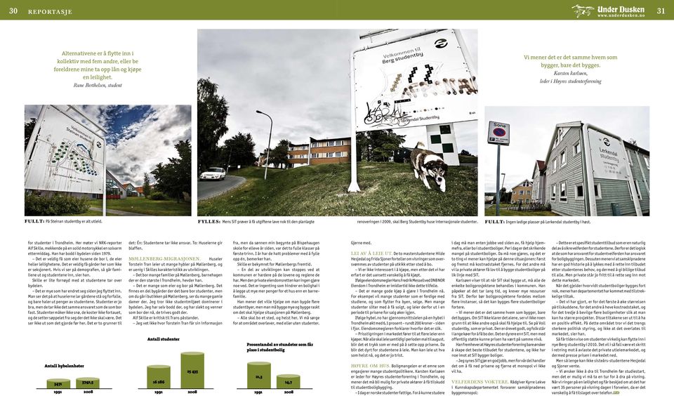 FYLLES: Mens SiT prøver å få utgiftene lave nok til den planlagte renoveringen i 2009, skal Berg Studentby huse internasjonale studenter. FULLT: Ingen ledige plasser på Lerkendal studentby i høst.