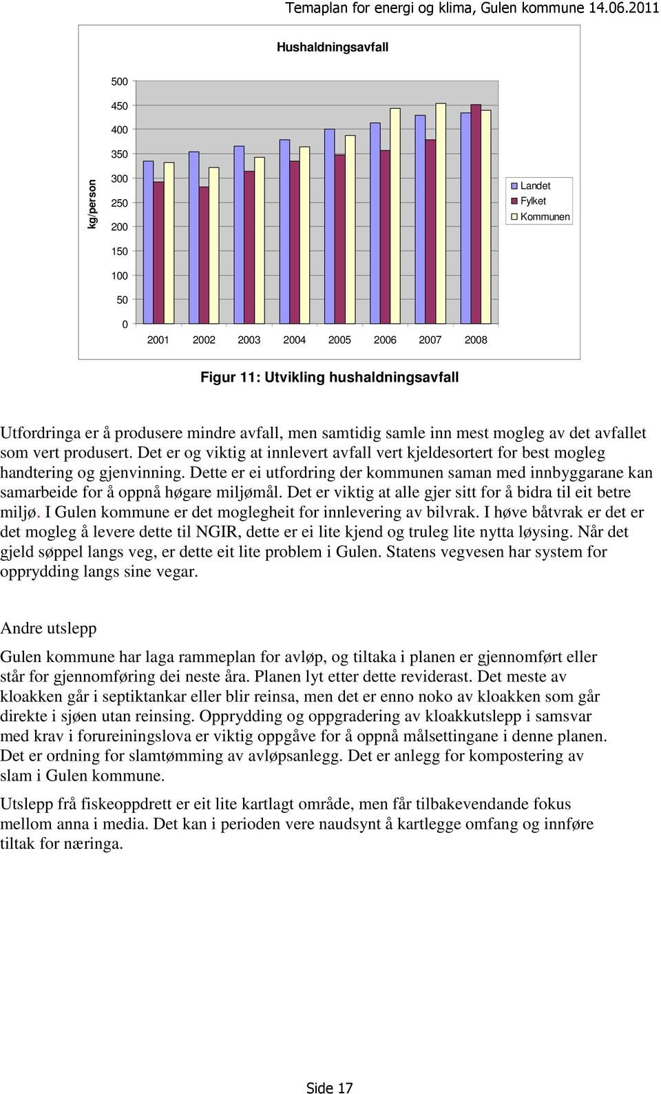 produsere mindre avfall, men samtidig samle inn mest mogleg av det avfallet som vert produsert. Det er og viktig at innlevert avfall vert kjeldesortert for best mogleg handtering og gjenvinning.