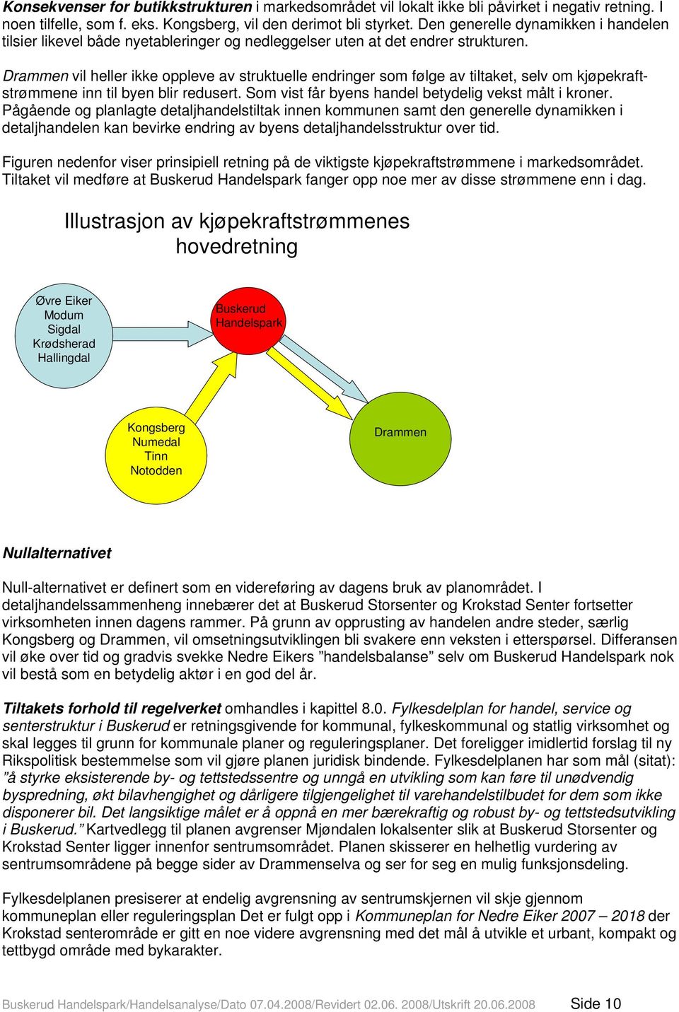 Drammen vil heller ikke oppleve av struktuelle endringer som følge av tiltaket, selv om kjøpekraftstrømmene inn til byen blir redusert. Som vist får byens handel betydelig vekst målt i kroner.