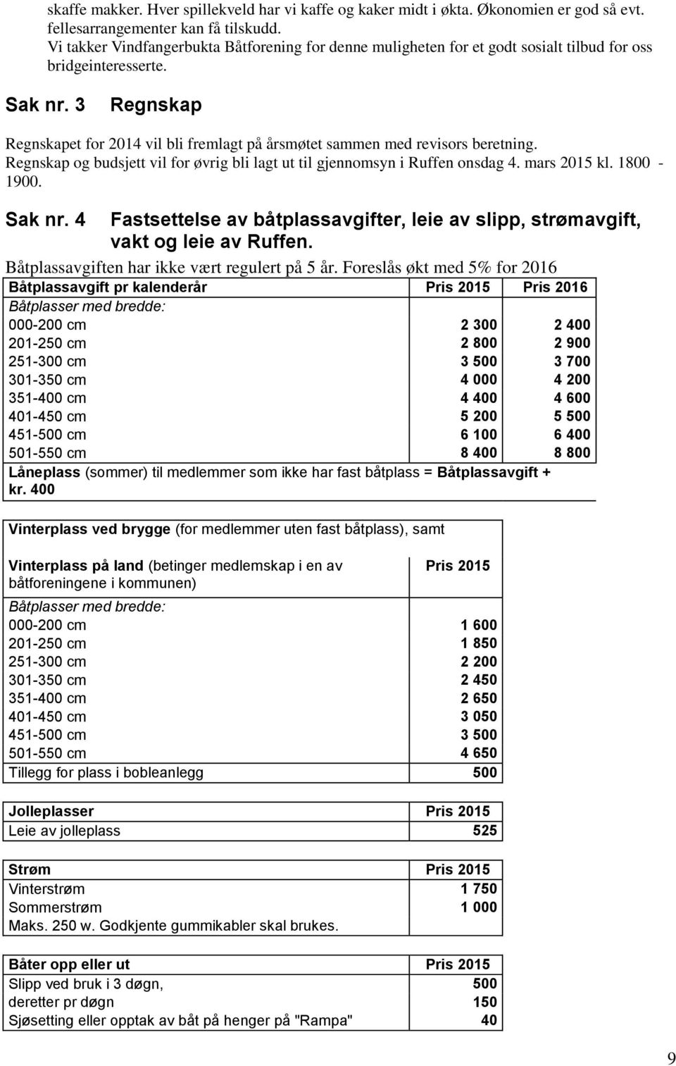 3 Regnskap Regnskapet for 2014 vil bli fremlagt på årsmøtet sammen med revisors beretning. Regnskap og budsjett vil for øvrig bli lagt ut til gjennomsyn i Ruffen onsdag 4. mars 2015 kl. 1800-1900.