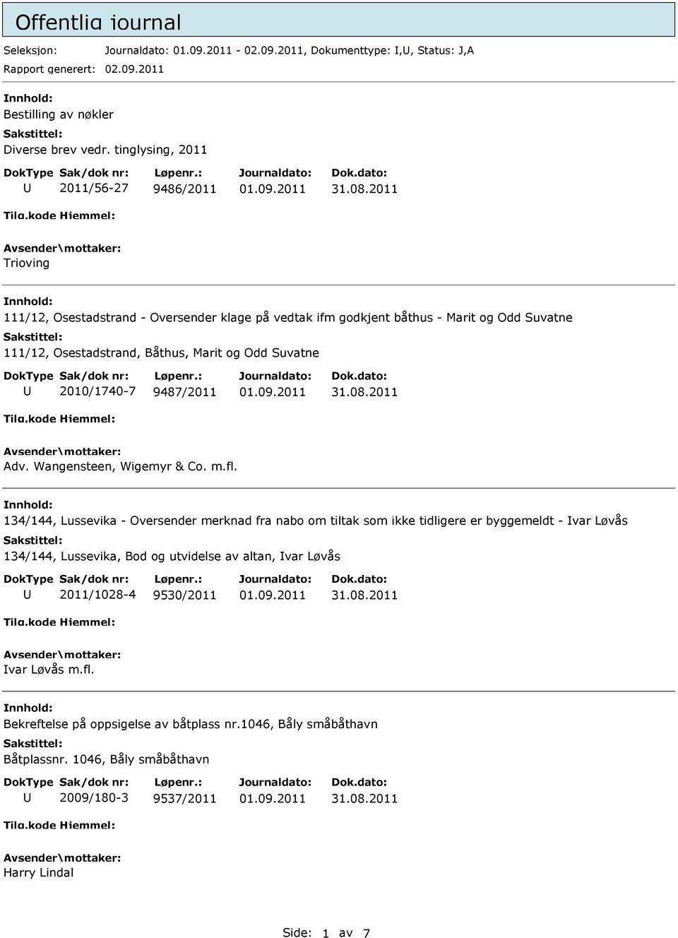 Odd Suvatne 2010/1740-7 9487/2011 Adv. Wangensteen, Wigemyr & Co. m.fl.