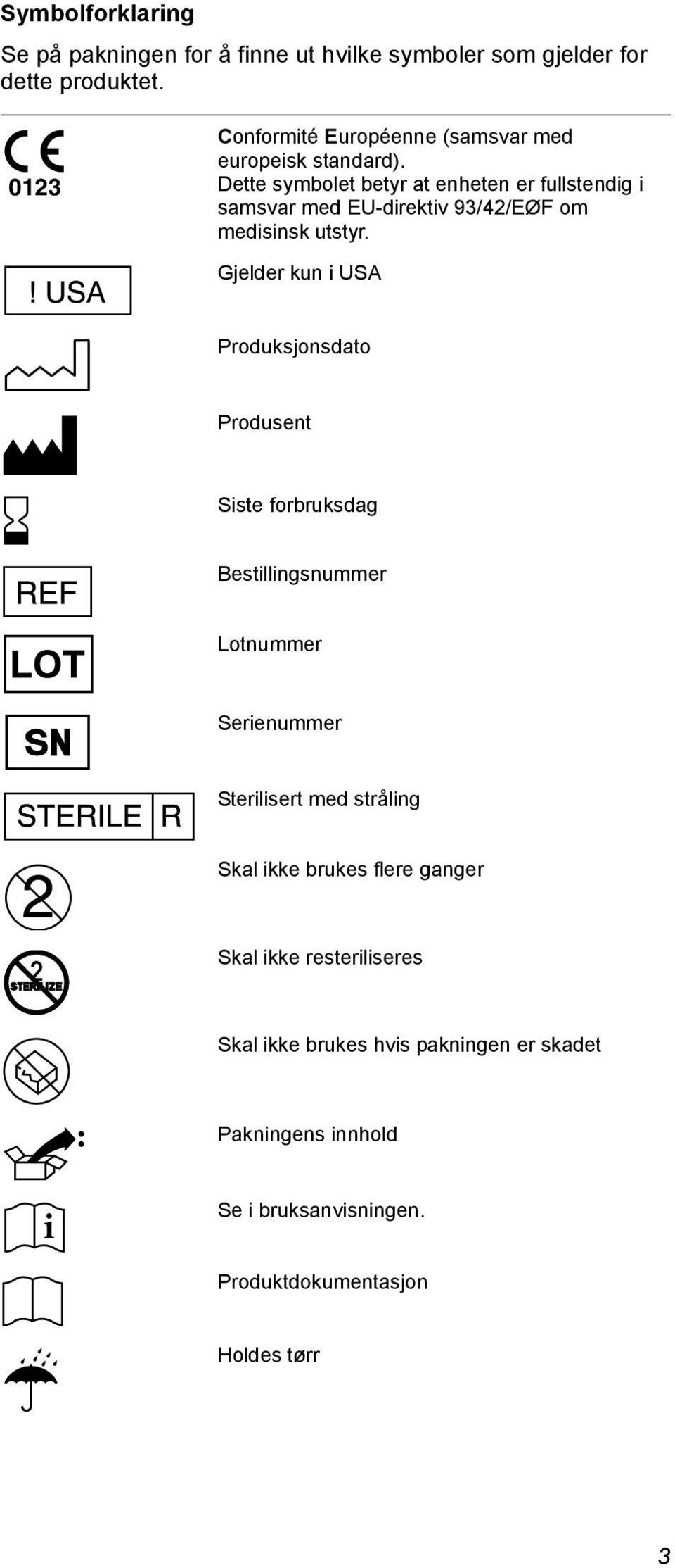 Dette symbolet betyr at enheten er fullstendig i samsvar med EU-direktiv 93/42/EØF om medisinsk utstyr.