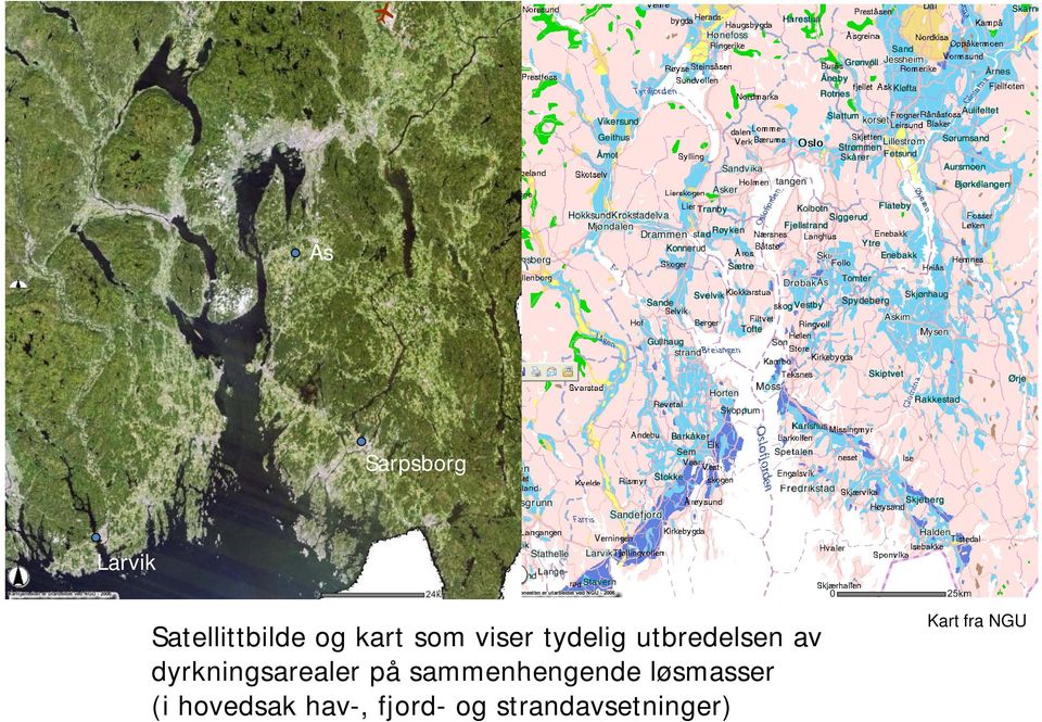 utbredelsen av dyrkningsarealer på sammenhengende