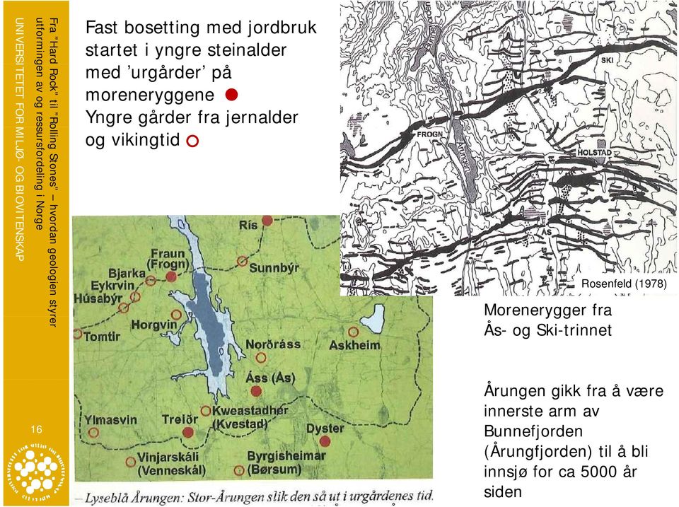 Rosenfeld (1978) Årungen gikk fra å være innerste arm av Bunnefjorden (Årungfjorden)