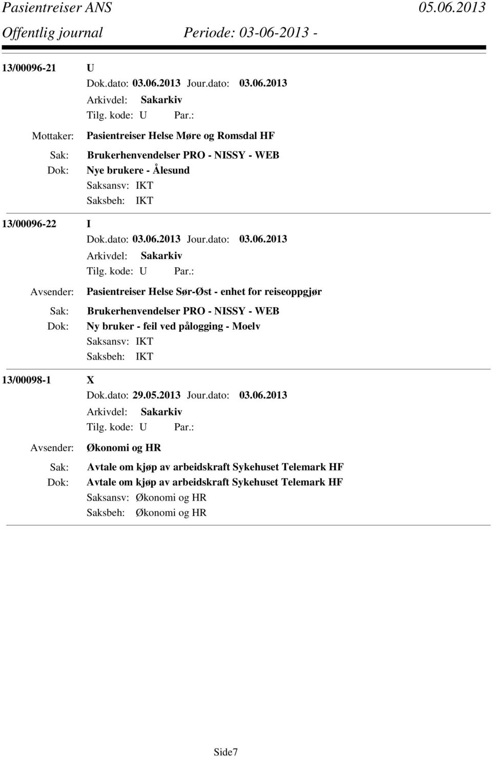 06.2013 Økonomi og HR Avtale om kjøp av arbeidskraft Sykehuset Telemark HF Avtale om