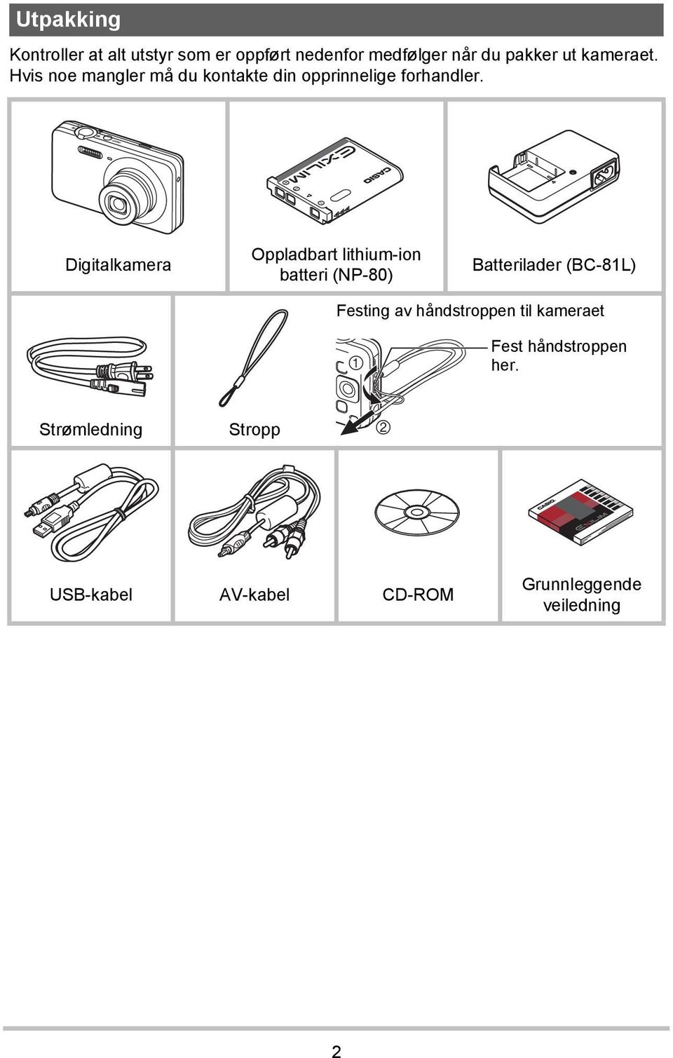 Digitalkamera Oppladbart lithium-ion batteri (NP-80) Batterilader (BC-81L) Festing av