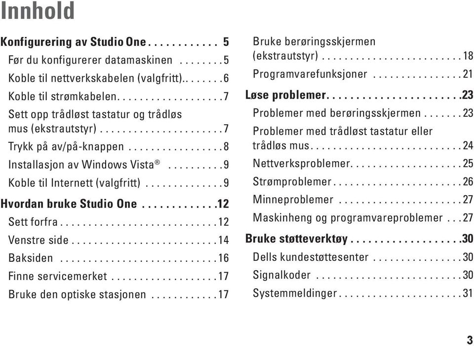 .........9 Koble til Internett (valgfritt)..............9 Hvordan bruke Studio One.............12 Sett forfra............................ 12 Venstre side.......................... 14 Baksiden.