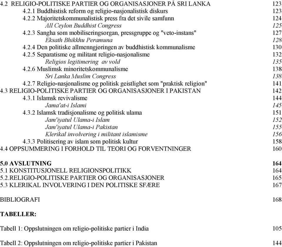 2.6 Muslimsk minoritetskommunalisme 138 Sri Lanka Muslim Congress 138 4.2.7 Religio-nasjonalisme og politisk geistlighet som "praktisk religion" 141 4.