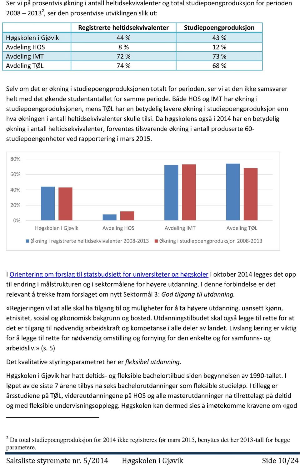 den ikke samsvarer helt med det økende studentantallet for samme periode.