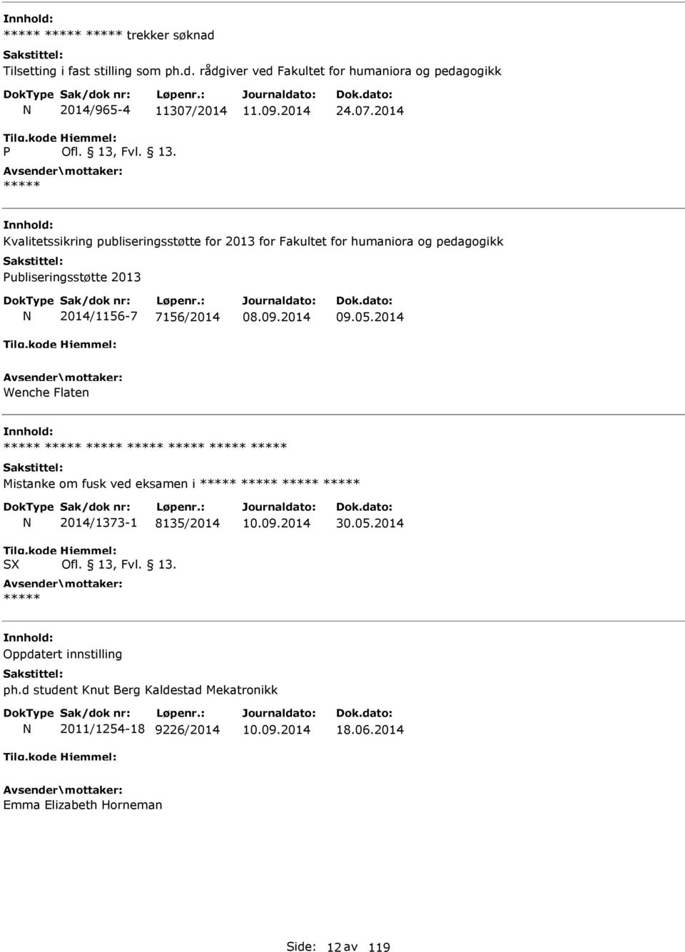 2014 Kvalitetssikring publiseringsstøtte for 2013 for Fakultet for humaniora og pedagogikk ubliseringsstøtte 2013 2014/1156-7