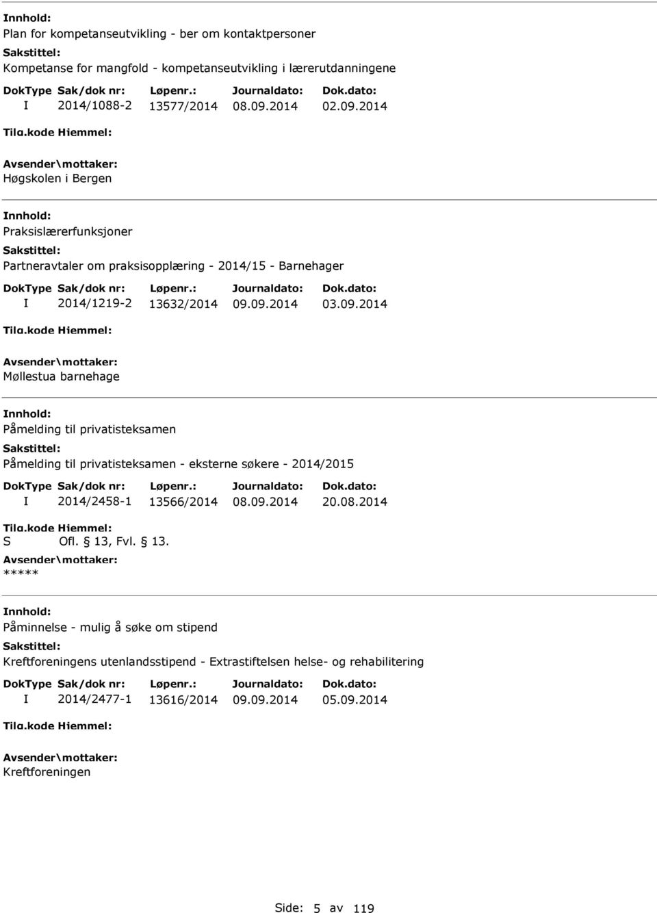 2014 Møllestua barnehage åmelding til privatisteksamen åmelding til privatisteksamen - eksterne søkere - 2014/2015 I S 2014/2458-1 13566/2014 Ofl. 13, Fvl. 13. 20.08.