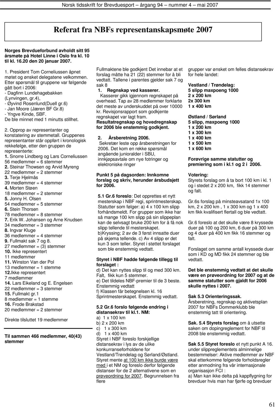 De ble minnet med 1 minutts stillhet. 2. Opprop av representanter og konstatering av stemmetall. Gruppenes representanter står oppført i kronologisk rekkefølge, etter den gruppen de representerte: 1.