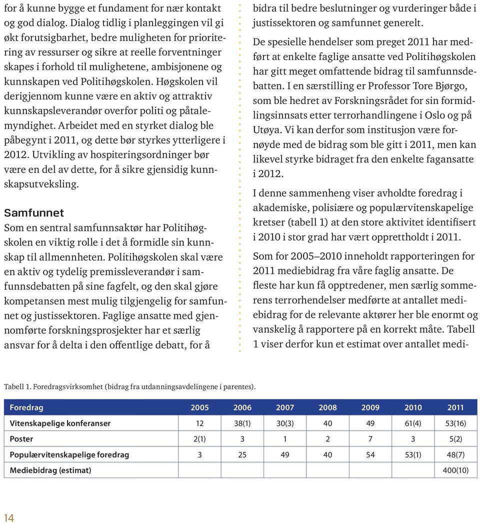 ved Politihøgskolen. Høgskolen vil derigjennom kunne være en aktiv og attraktiv kunnskapsleverandør overfor politi og påtalemyndighet.