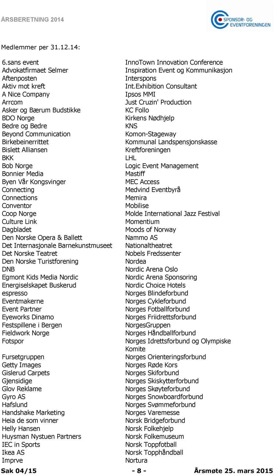 Birkebeinerrittet Kommunal Landspensjonskasse Bislett Alliansen Kreftforeningen BKK LHL Bob Norge Logic Event Management Bonnier Media Mastiff Byen Vår Kongsvinger MEC Access Connecting Medvind