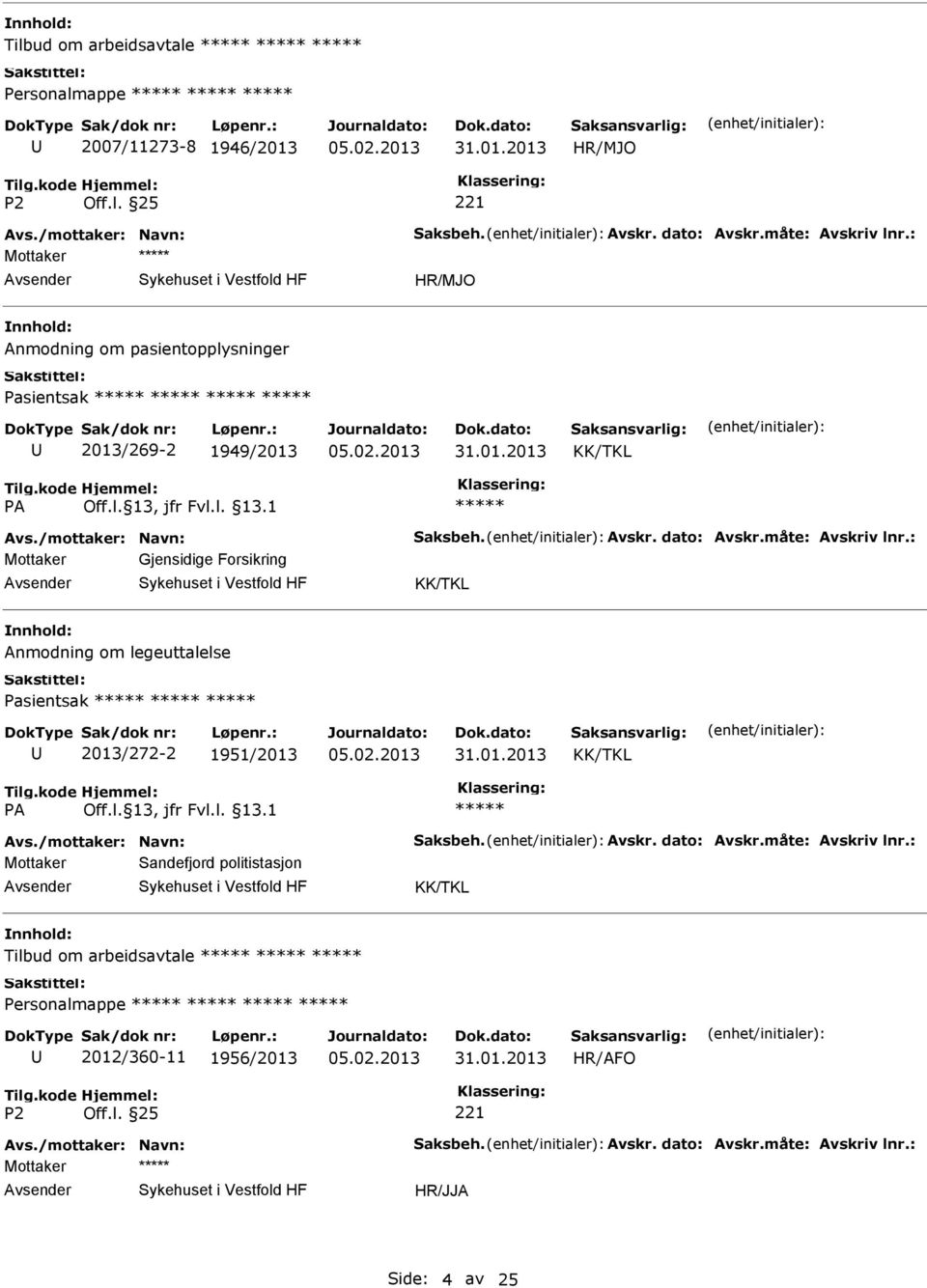 : Mottaker Gjensidige Forsikring Anmodning om legeuttalelse Pasientsak 2013/272-2 1951/2013 Avs./mottaker: Navn: Saksbeh. Avskr. dato: Avskr.