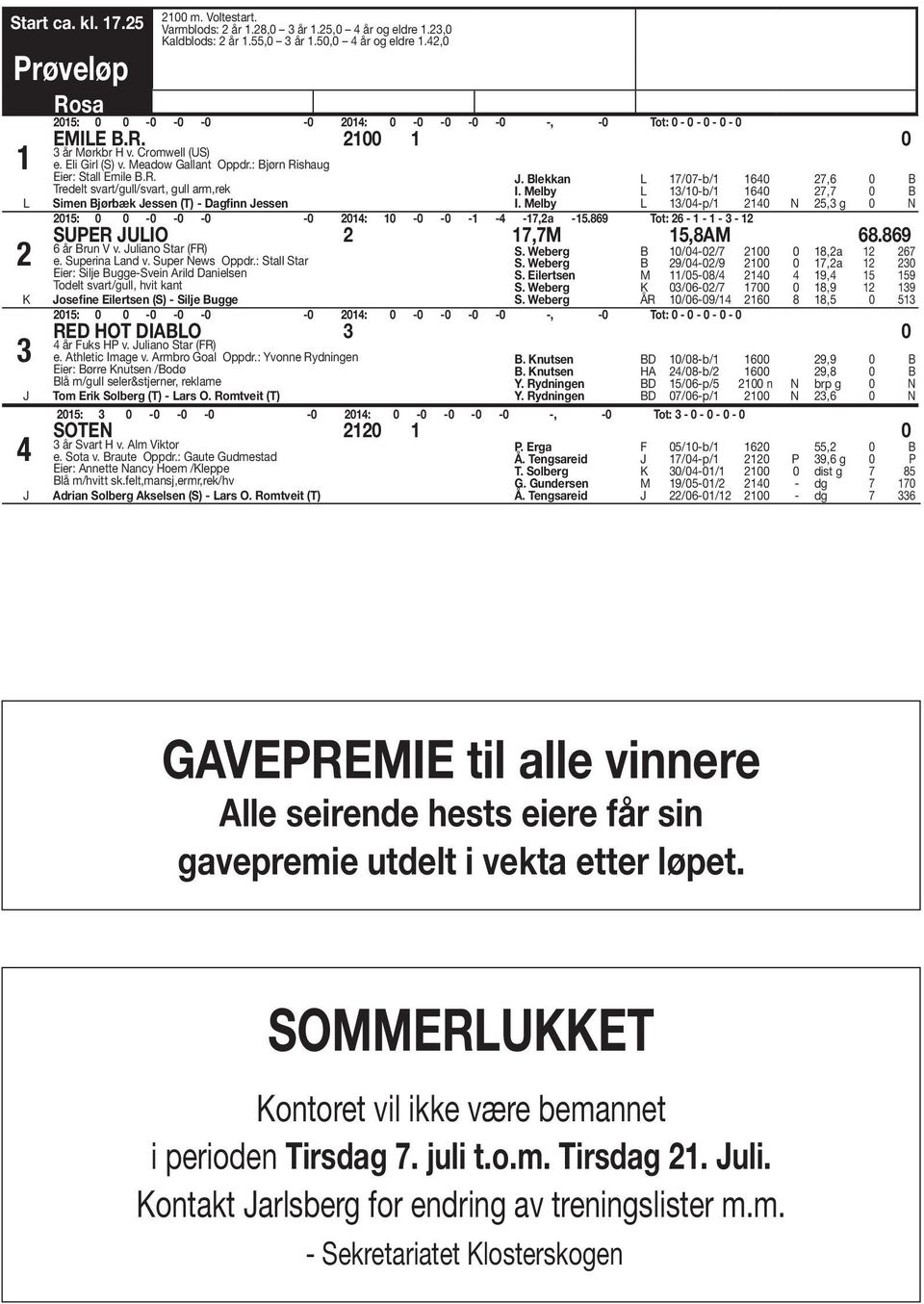 elby L /0-p/ 0 N, g 0 N Simen Bjørbæk essen (T) - agfinn essen 0: 0 0-0 -0-0 -0 0: 0-0 -0 - - -7,a -.869 Tot: 6 - - - - SUPER ULIO 7,7,8A 68.869 6 år Brun V v. uliano Star (FR) e. Superina Land v.