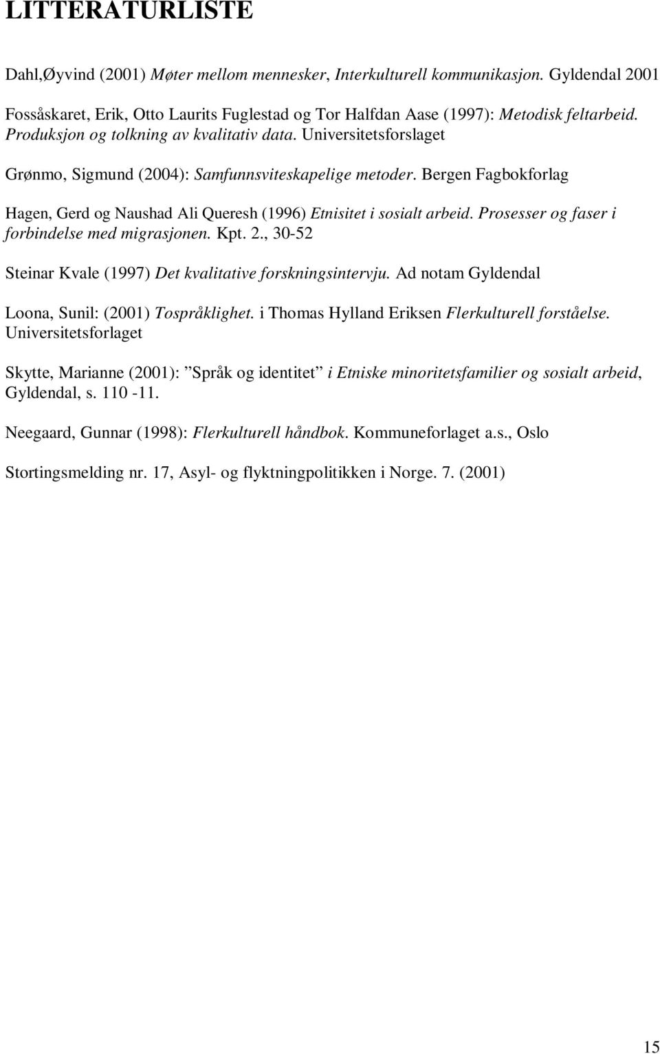 Bergen Fagbokforlag Hagen, Gerd og Naushad Ali Queresh (1996) Etnisitet i sosialt arbeid. Prosesser og faser i forbindelse med migrasjonen. Kpt. 2.