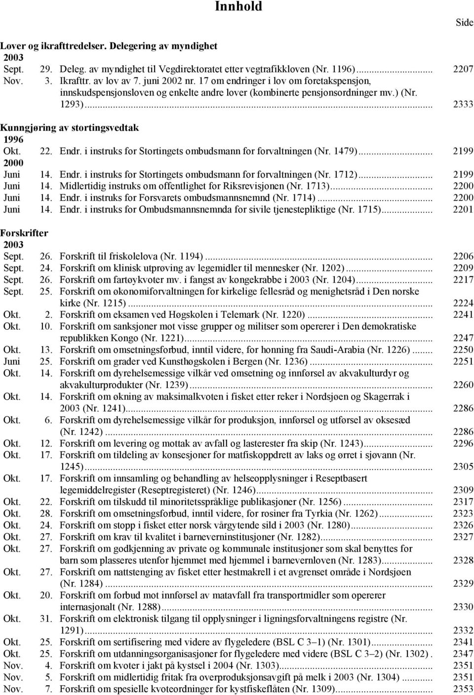 Endr. i instruks for Stortingets ombudsmann for forvaltningen (Nr. 1479)... 2199 2000 Juni 14. Endr. i instruks for Stortingets ombudsmann for forvaltningen (Nr. 1712)... 2199 Juni 14.