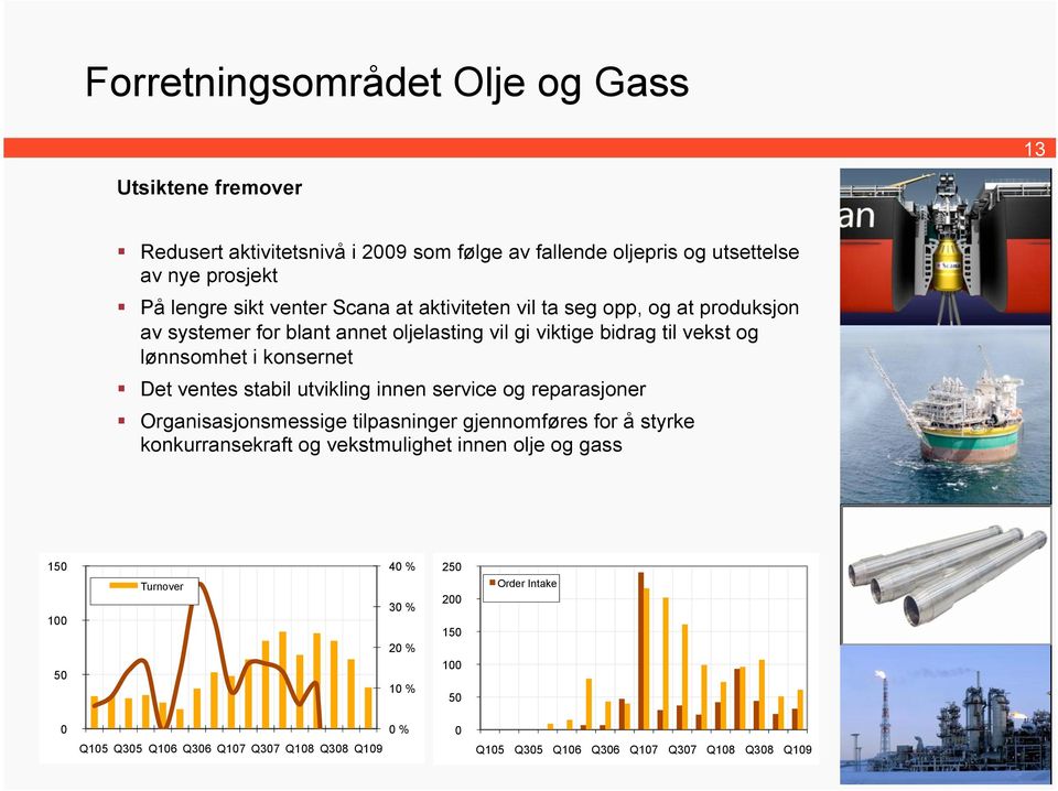 ventes stabil utvikling innen service og reparasjoner Organisasjonsmessige tilpasninger gjennomføres for å styrke konkurransekraft og vekstmulighet innen olje og