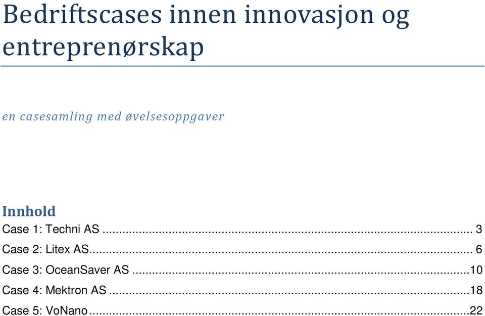 Techni AS... 3 Case 2: Litex AS.