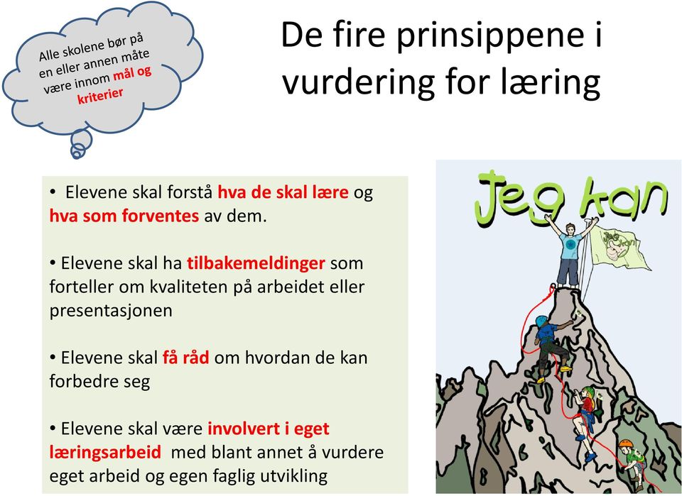 Elevene skal ha tilbakemeldinger som forteller om kvaliteten på arbeidet eller